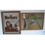 Ten mirrored advertising signs to include large Marlboro (50.8x40.7cm) and F. Robinson Ltd