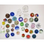 Large collection of glass paperweights, including Mats Jonasson (2 boxes)