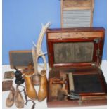 Early C20th Underwood Standard Duplicator cased copy set, large wood letterpress printing letters,