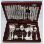 Cooper Ludlam EPNS cased mahogany canteen of cutlery, six place settings W45.5cm