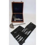 Moore & Wright cased set of hole gauges, Moore & Wright no.46 protractor and C.A. Gray Ritefeel 1/