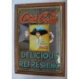 Three Coca-Cola advertising mirrors to include large "Delicious And Refreshing" (86.5x61.1cm),