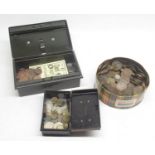Two cash boxes and a tin of mixed GB coins