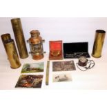 WWI shell cases incl. two German cases marked JUNI 1918, another German case marked POLTE