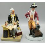 Royal Doulton figures: Captain Cook HN2889 H20cm, and Officer of the Line HN2733 H23cm (2)
