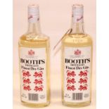 Two 75cl bottles of Booth's Distilled Finest Dry Gin 40% proof.