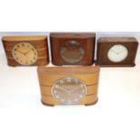 Metamec Dereham 8 day inlaid mahogany mantle clock with chrome plated bezel W28cm, similar clock and