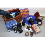 Cameras and camera equipment, incl. Pentax SFX and PC-333 35mm cameras, Arette IA camera, Pentax