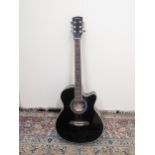 Gear 4 music SC-10BK, 6 string single cutaway acoustic guitar, in lined black carry case (key