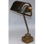 Early C20th adjustable brass desk lamp by Gabriel & Co Ltd Birmingham, with black Bakelite shade