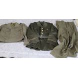 United States Army officers blouse with zip front and two breast pockets, pair of trousers, United