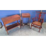 Edwardian inlaid mahogany single drawer side table, W41cm D40cm H73cm, American style cane seat