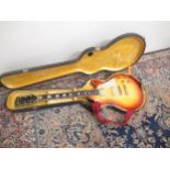 Kimbara Les Paul style electric guitar, serial no. 1055417, bolt on neck, dark blue guitar strap