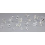 Swarovski Crystal glass ornaments: cockerel; chicken; three chicks; sitting fox H6cm; beagle