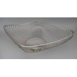 Mid century Italian silver plated openwork lozenge shaped fruit basket, stamped Made in Italy, L32cm