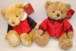 Two Harrods Christmas teddy bears: Jasper 2014, and Bertie 2017