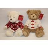 Two Harrods Christmas teddy bears: Chester 2012 and Hugh 2016