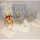 Three Steiff bears. Including, 18cm Love Teddy bear 457/1000, 25cm Love Teddy bear 202/1000, and