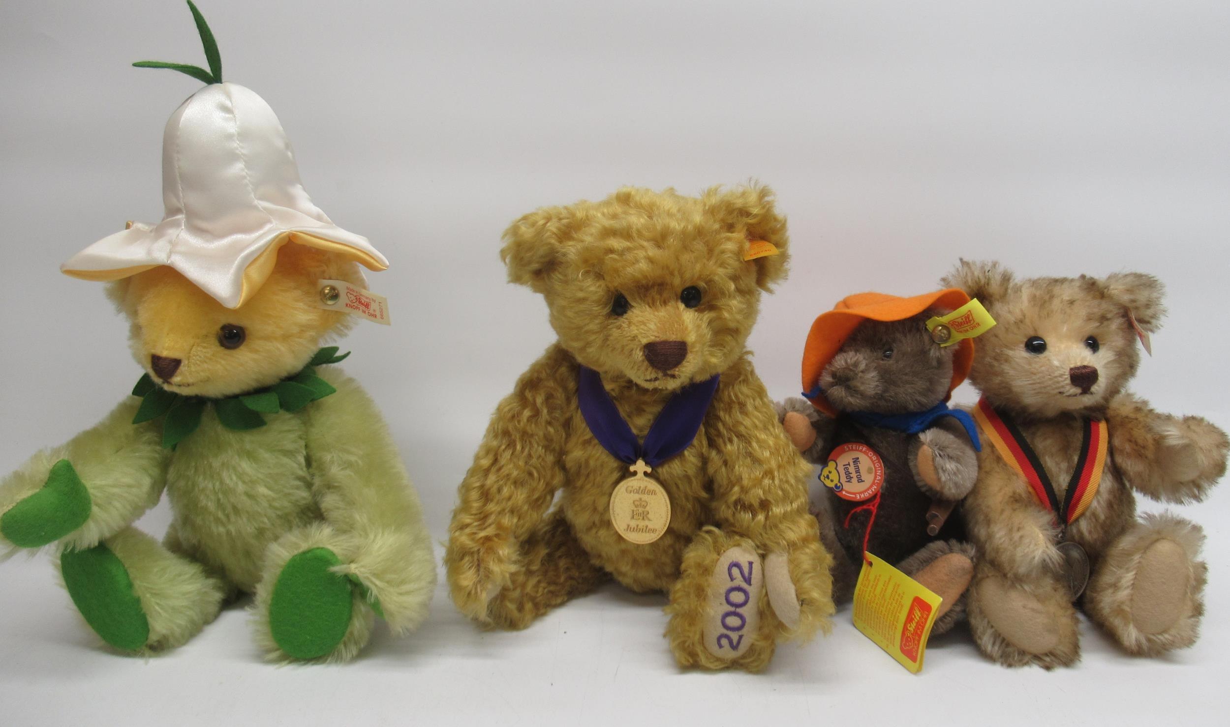 Four Steiff bears, including a Springflower bear, Nimrod Teddy and two others (4)