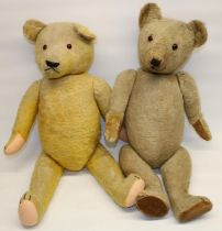 Two mid C20th blonde mohair teddy bears, with woolwork nose and felt pads, max. H68cm