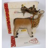 Steiff Limited Edition Christmas Stag, 765/1500 with white button in ear and collar with bells, in