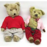 Chiltern c1940/50's Hugmee teddy wearing red jacket, and another similar bear, max H38cm (2)