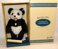 Steiff Panda Bear 1951, 1996 replica. Limited edition 1154/3000, H50cm. Boxed with certificate