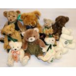 Eleven modern vintage collectable teddy bears, incl. Harrods, Suki, Hermann, and Boyds (11)