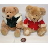 Two Harrods teddy bears: Benjamin 2007 Christmas bear, and a 2001 edition bear in dark green jacket