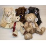 Five modern collectable teddy bears, comprising 'Harrod's in Bloom' near in original packaging,