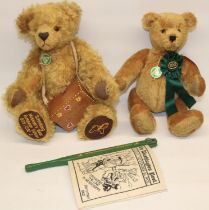 Two Hermann blonde mohair bears, including a Sonneberg Museums bear with music box