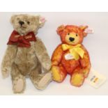 Two Steiff teddy bears: 2005 issue bear in red tipped mohair, and a 1908-2008 commemorative bear,