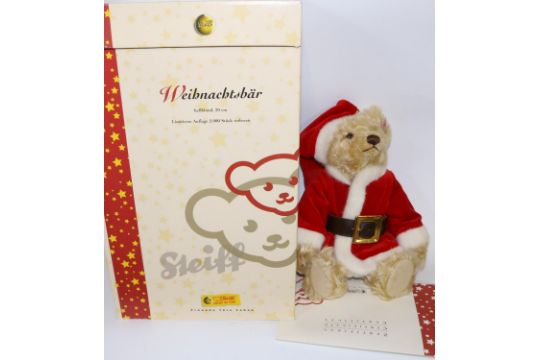 Steiff Christmas Teddy Bear, light blond, 30cm. Limited edition 1147/2000, boxed with certificate