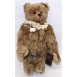 The Cotswold Bear Co 'Snowdrop', brown fur and floral collar, H35cm