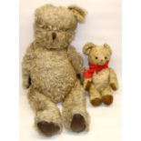 Two mid-C20th teddy bears, incl. one with leather pads, max. H65cm