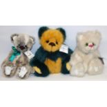 Three Kaycee Bears, designed by Kelsey Cunningham: Rizzo, Tomkin, and Bugsy 13/50, max. H34cm (3)