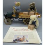 Steiff Delivery Cart with Teddy Bears, limited edition 01168/1200, boxed with certificate, 2003