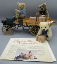 Steiff Delivery Cart with Teddy Bears, limited edition 01168/1200, boxed with certificate, 2003