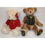 Two Harrods teddy bears: 1849-1999 anniversary bear in green waistcoat, and a 2015, 30th anniversary