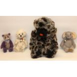 Charlie Bears: three Minimo Collection soft toys: Old Faithful, Polka Dot, and an elephant, and a