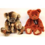 Charlie Bears: Rusty CB0104582, and Fabian CB131366, designed by Isabelle Lee, max. H38cm (2)