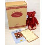 Steiff Burgundy Teddy Bear, British Collectors. Limited edition 314/3000, 1998, H40cm. Boxed with