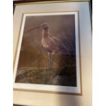 Pair of prints by Robert Fuller. Curlew 24/850 signed by artist 40cm x 48cm, Pair of barn owls 9/850