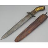 Late C19th/ early C20th Arnachellum Salem Indian antler handled bowie knife, steel guard and