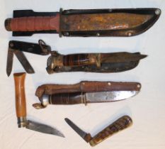 Collection of knives inc. W. Saynor pocket knife, open all knife, etc. (6)