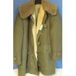 Swedish military winter coat with sheepskin lining and collar. Size L