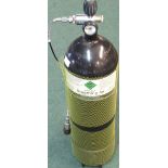 Oxygen/air tank for air rifle with fitting and gauge, H69cm (undated)