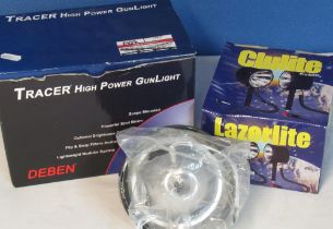 Deben tracer high power gun light, and a Clulite hand held spotting lamp