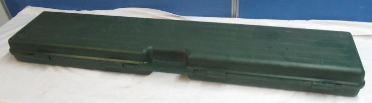 Green plastic rifle case, with foam interior, L122cm D24cm H11cm