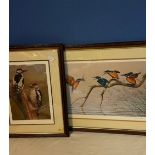 Pair of prints by Robert Fuller. "Kingfishers with catch" 150/850 signed by artist 64inch x